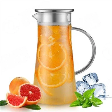 Jarra de vidrio de 1300 ml con tapas de PP