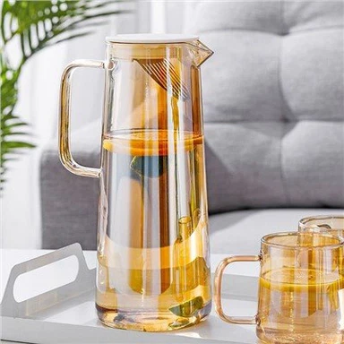 Jarra de vidrio de 1300 ml con tapas de acero inoxidable