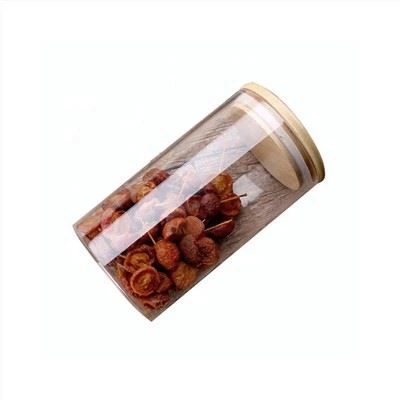 Tarro de almacenamiento redondo con tapas de bambú