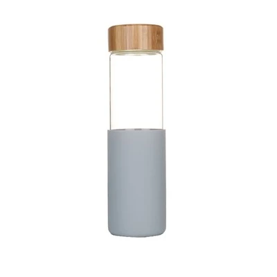 Botellas de vidrio de una sola pared con tapas de bambú