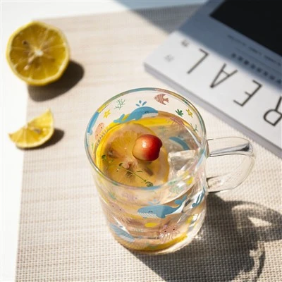 Vaso de vidrio de pared simple con calcomanía